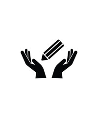hand holding pencil icon, vector best flat icon.