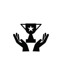 hand holding trophy icon, vector best flat icon.