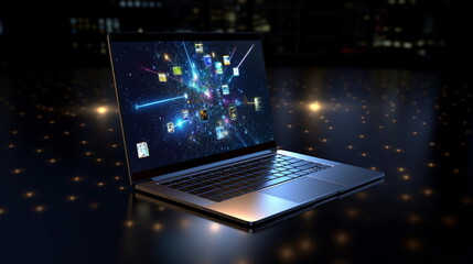 laptop internet online job PC connection wireless network wifi technology,generated ai