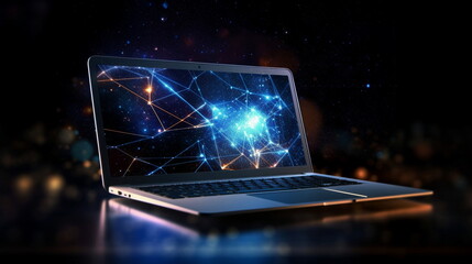 laptop internet online job PC connection wireless network wifi technology,generated ai