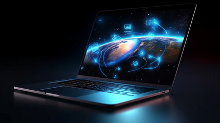 Obraz na płótnie Canvas laptop internet online job PC connection wireless network wifi technology,generated ai