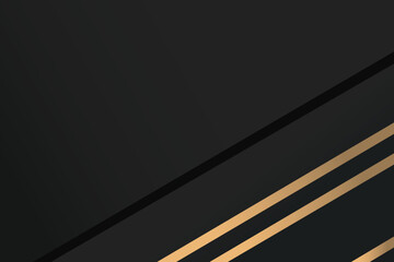 Abstract black gradient background with gold layers in a flat design style. Abstract black background vector illustration.