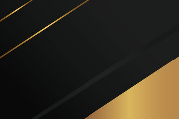 Abstract black gradient background with gold layers in a flat design style. Abstract black background vector illustration.