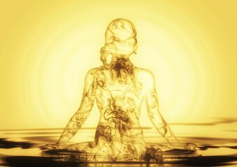 Silhouette illustration of a woman meditating