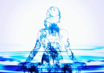 Silhouette illustration of a woman meditating