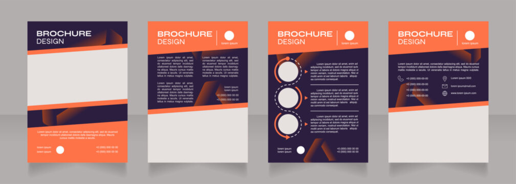 Effective marketing strategy blank brochure design. Template set with copy space for text. Premade corporate reports collection. Editable 4 paper pages. Syne Bold, Arial Regular fonts used