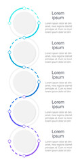 Blue gradient vertical infographic chart design template. Abstract infochart with copy space. Instructional graphics with 5 step sequence. Visual data presentation. Arial Regular font used