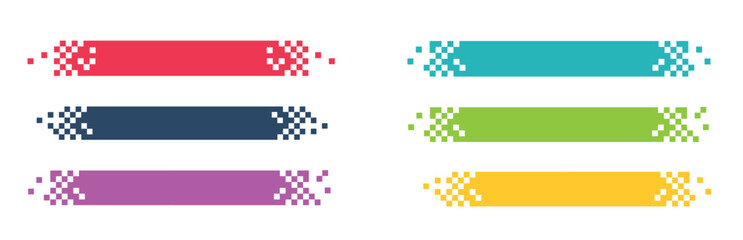 Collection of abstract color pixel web banners for headers