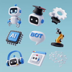 3d Vector icon of AI in science and business, Technology and engineering concept. - obrazy, fototapety, plakaty