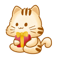 Cat with Christmas present 