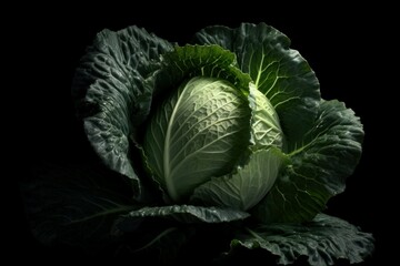 Obraz premium Cabbage black background. Generate Ai