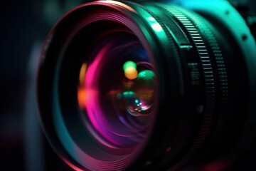 Camera lens colorful media. Generate Ai