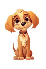 Cute baby Dog in Cartoon Style on white background - generative AI
