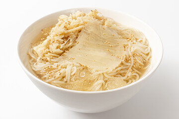 Chicken Naengmyeon on white background