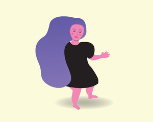 Cute baby girl in dress isolated, flat vector stock illustration