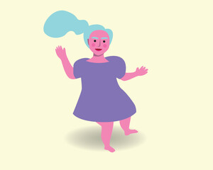 Modern baby girl or toddler sitting, isolated baby in dress, flat vector stock illustration