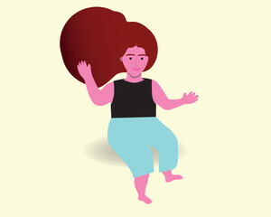 Modern natural toddler with freckles and red hair isolated, flat vector stock illustration