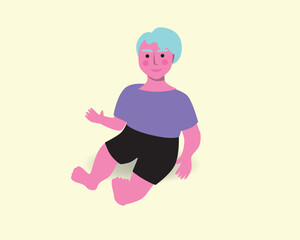 Modern baby or toddler sitting, baby isolated, flat vector stock illustration
