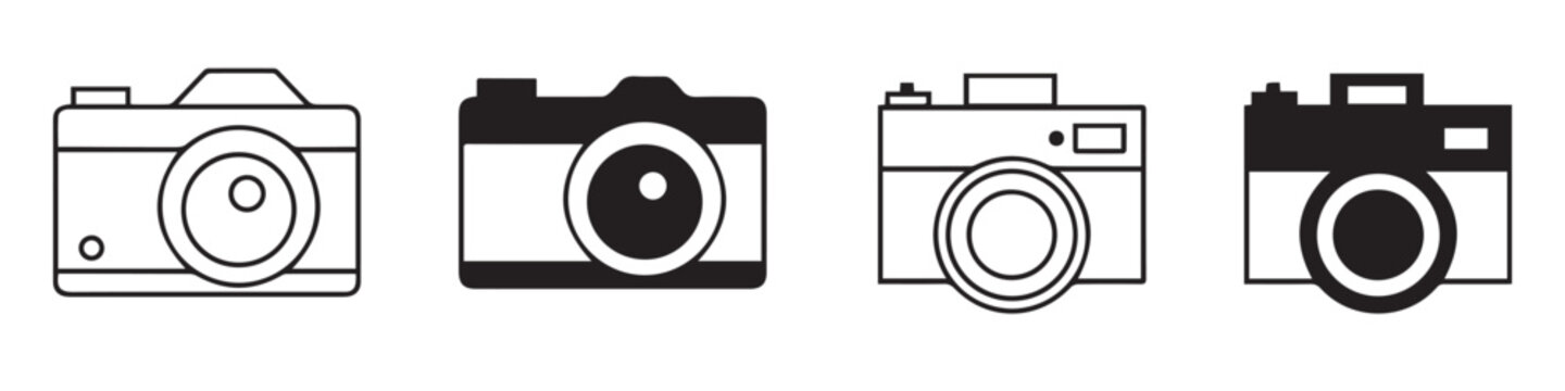 Photo camera icons set. Camera in flat style for photography isolated on white background. Vector illustration.EPS 10