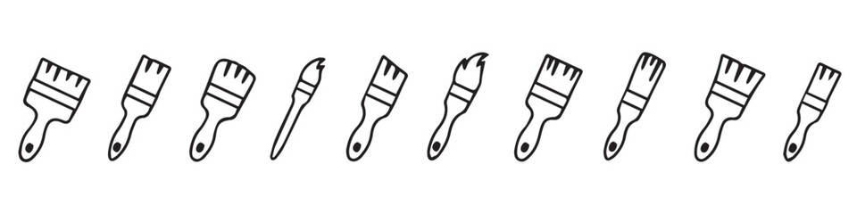 Set of paint brush vector icons. Artist or painter tool. Vector 10 Eps.