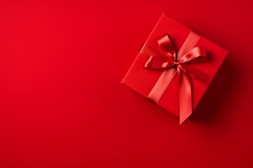 Red bow gift box. Generate Ai