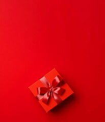 Red bow gift box banner. Generate Ai