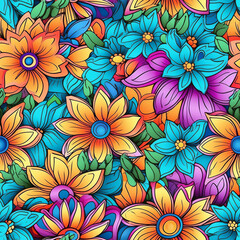 fleurs psych&eacute;es g&eacute;n&eacute;r&eacute;es par IA - tile