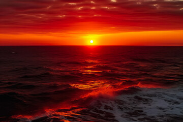 landscape, sunset over the ocean, Generative AI