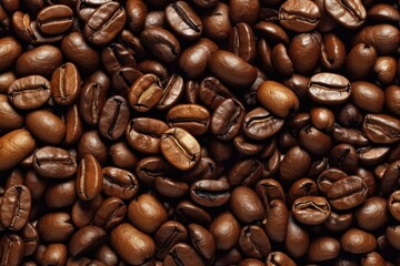 Fototapeta premium Coffee Beans Background Wallpaper Texture, Espresso Latte Cappuccino Coffee Ground Bean Image