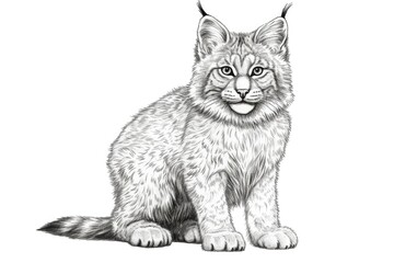 Fototapeta na wymiar Cute Canada Lynx drawing on white background - generative AI
