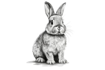 Cute Rabbit drawing on white background - generative AI