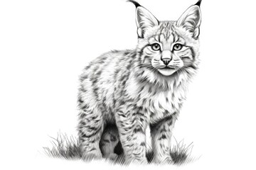 Fototapeta na wymiar Cute Bobcat drawing on white background - generative AI