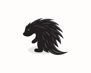 silhouette hedgehog porcupine black logo icon symbol design template illustration inspiration