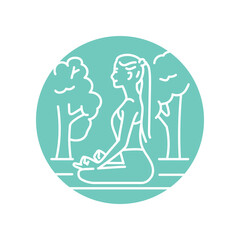 Nature-inspired meditation black line icon.