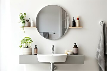 Fototapeta na wymiar Bathroom sink mirror. Generate Ai