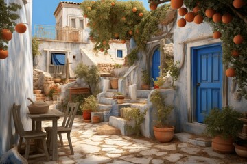 Greek backyard. Generate Ai