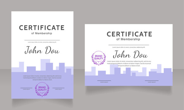 Best project certificate design template set. Vector diploma with customized copyspace and borders. Printable document for awards and recognition. Kanit, Cabin, Dancing Script Bold, Regular fonts used