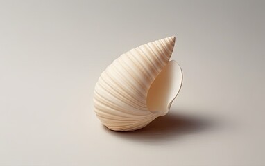 single seashell on a light neutral background - created using generative AI tools