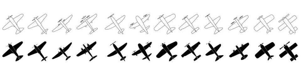Vintage airplane icon vector set. maize illustration sign collection. air force symbol.