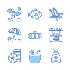 Embrace the warmth and relaxation of summer with a charming collection of icons that evoke beachside bliss