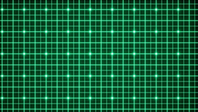 classic green grid animation surface. Video glowing with neon lines backdrop
