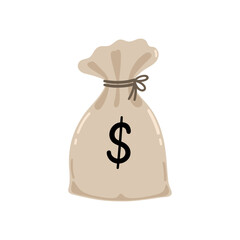 Money bag with dollar sign isolate on white background. Vector graphics.