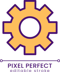 Cogwheel pixel perfect RGB color icon. Technology and settings. Business development. Equipment. Isolated vector illustration. Simple filled line drawing. Editable stroke. Poppins font used