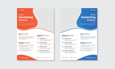 Modern creative flyer design for advertising promotion and growth company. Abstract flat flier design with margin & bleed. Unique nice clean design leaflet. Half page A4 poster free
