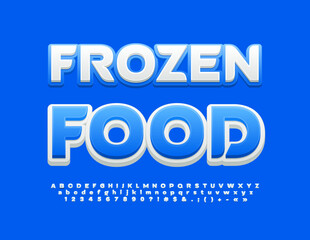 Vector creative Poster Frozen Food with bright Font. Stylish set of Alphabet Letters and Numbers