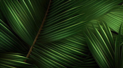 Group of big green banana leaves of exotic palm tree in sunshine on white background. Tropical plant foliage with visible texture. Pollution free symbol. Close up, copy space. Generative AI