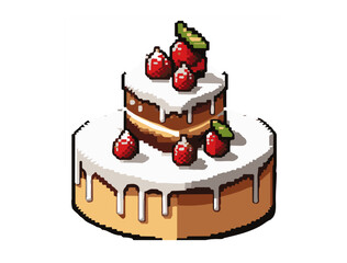 cake with cherries pixel art
