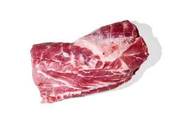 Fresh raw pork neck isolated on white background