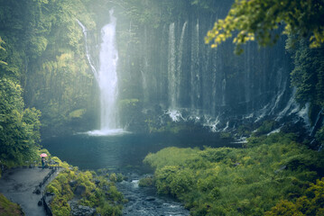 Fototapeta na wymiar Waterfall at Kamiide, Fujinomiya-shi, Shizuoka, Hara