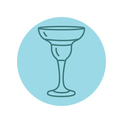 Margarita glass black line icon. Dishware